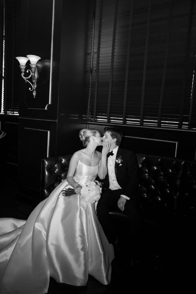 Moody flash bride and groom portraits at Kill Devil Club at Power and Light
