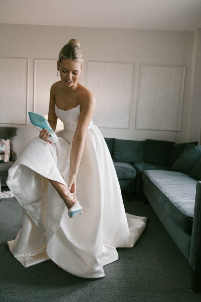 Bride and groom portraits in the art-deco lobby of Hotel Phillips in Kansas City.