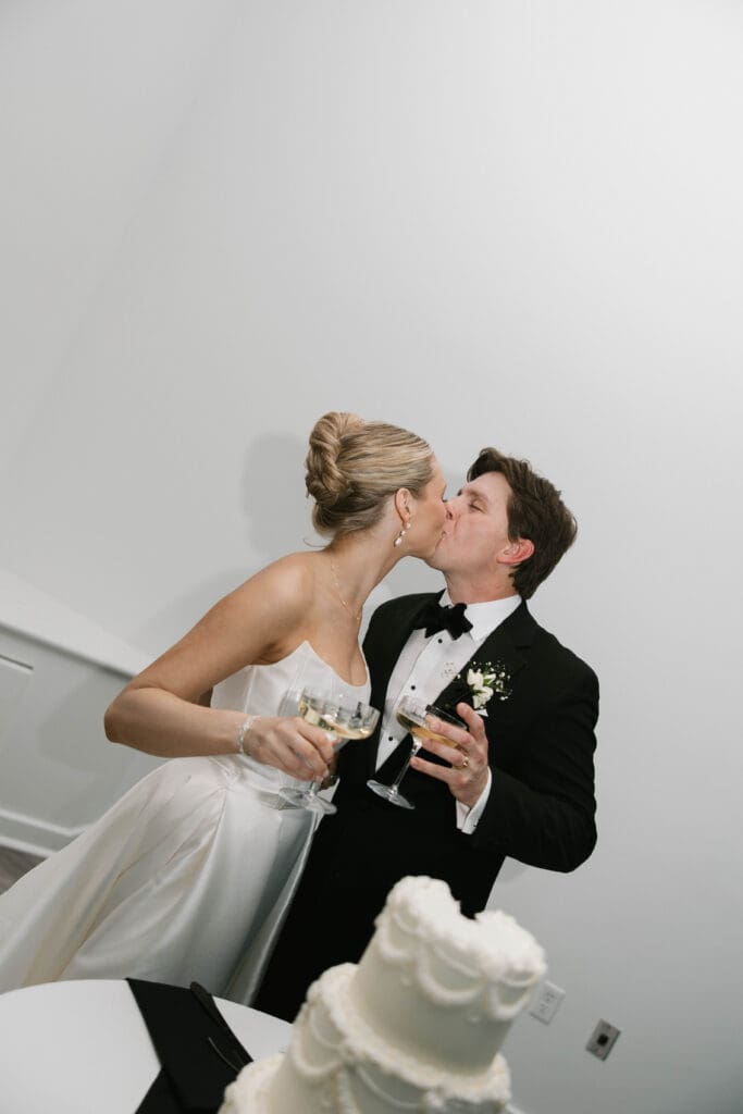 bride and groom wedding day reception at gallery event space in kansas city