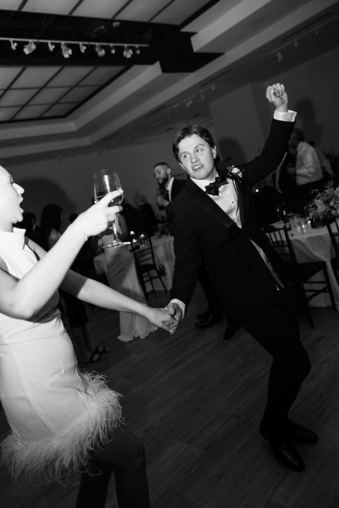 bride and groom wedding day reception at gallery event space in kansas city