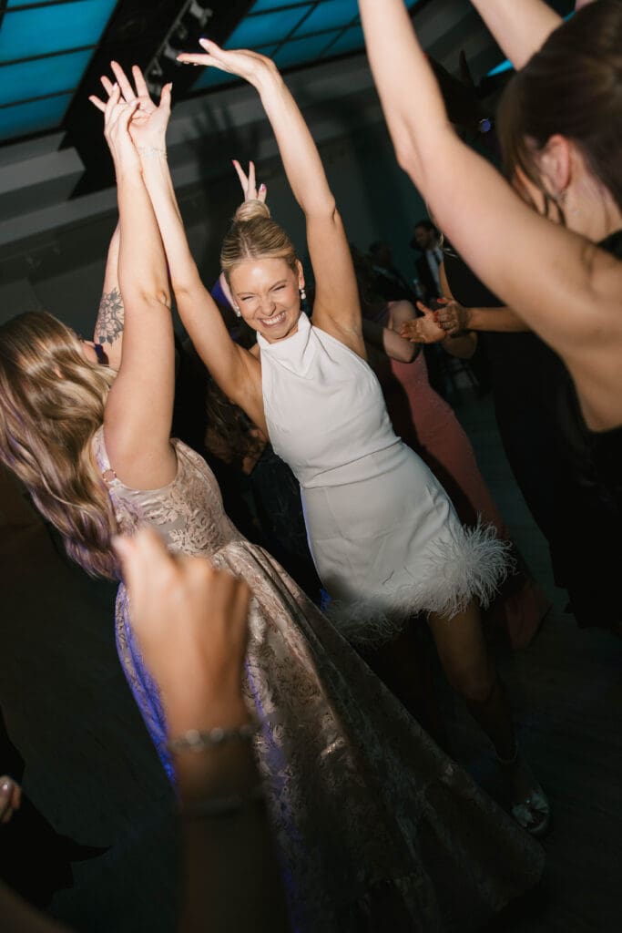 bride and groom wedding day reception at gallery event space in kansas city