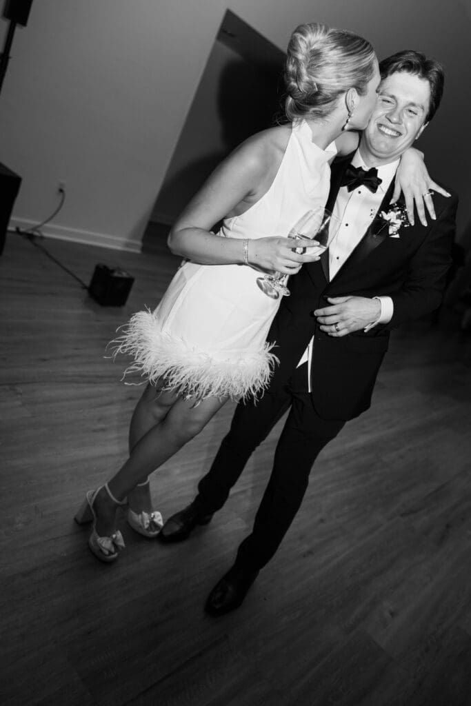 bride and groom wedding day reception at gallery event space in kansas city